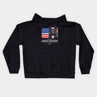 German Shepherd Dad American Flag patriotic dog Kids Hoodie